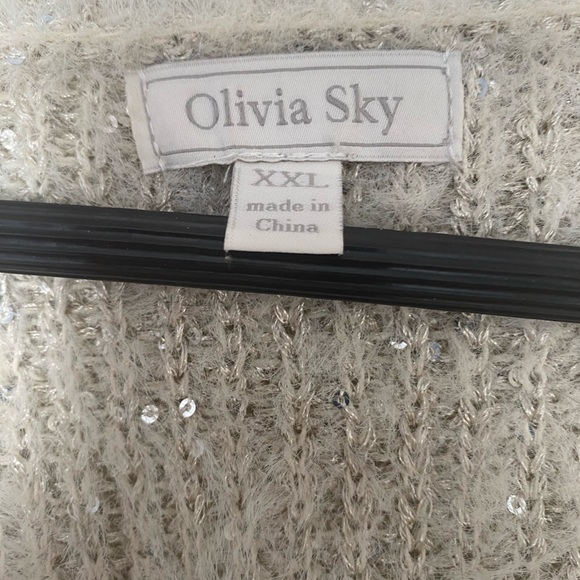 Olivia Sky Women’s Plus Size XXL Sequin Shimmer Long Thick Cardigan Sweater 2XL - Picture 2 of 3